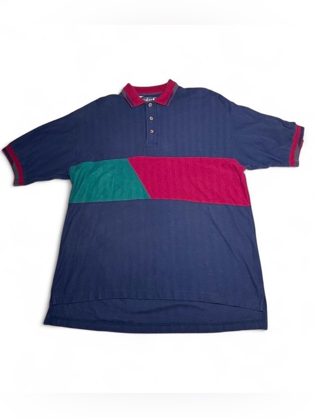 VTG 90s Jonathan Corey Out of This World Colorblock Polo Shirt Navy Blue Retro L